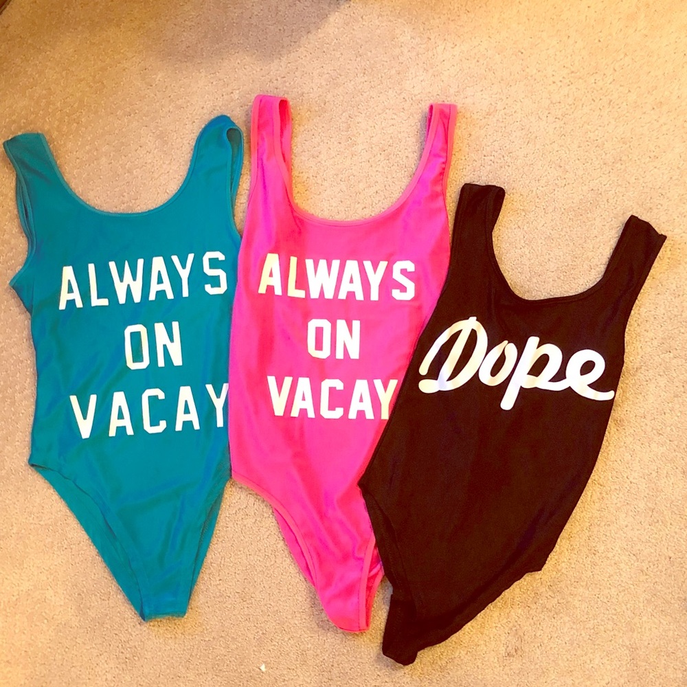 One piece swimsuits with words
